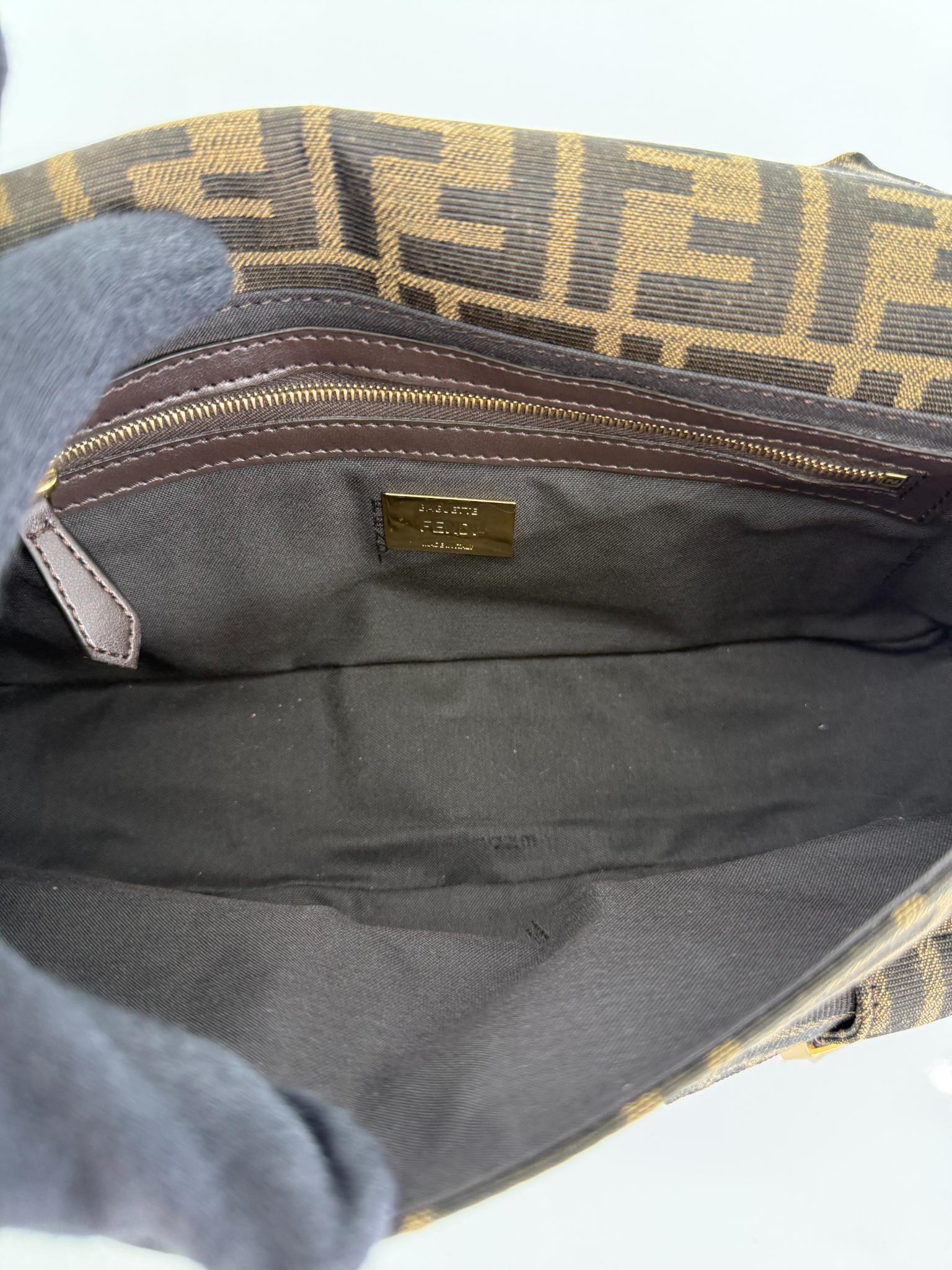 Fendi Brown Zucca FF Multipocket Cargo Baguette
