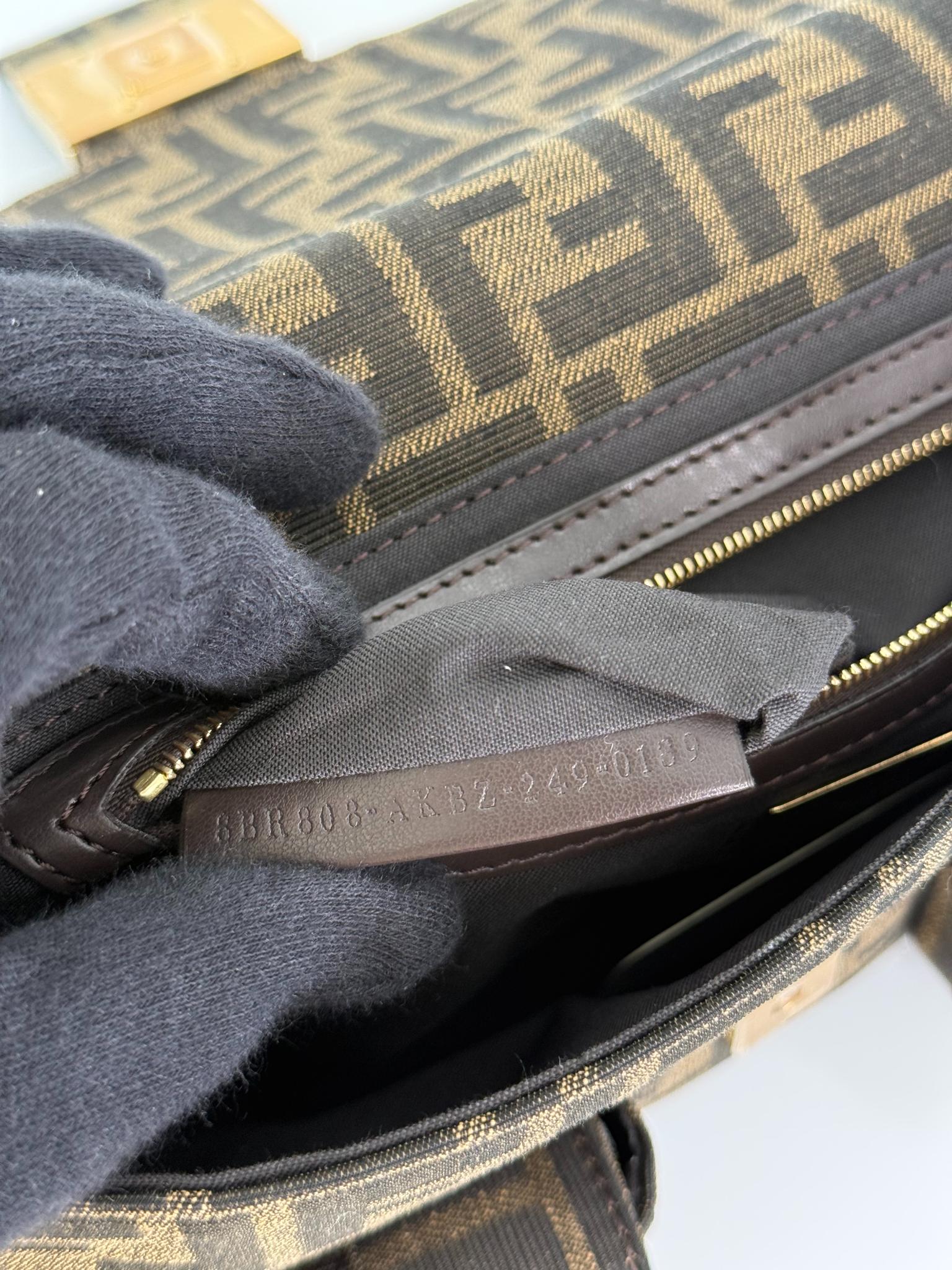 Fendi Brown Zucca FF Multipocket Cargo Baguette