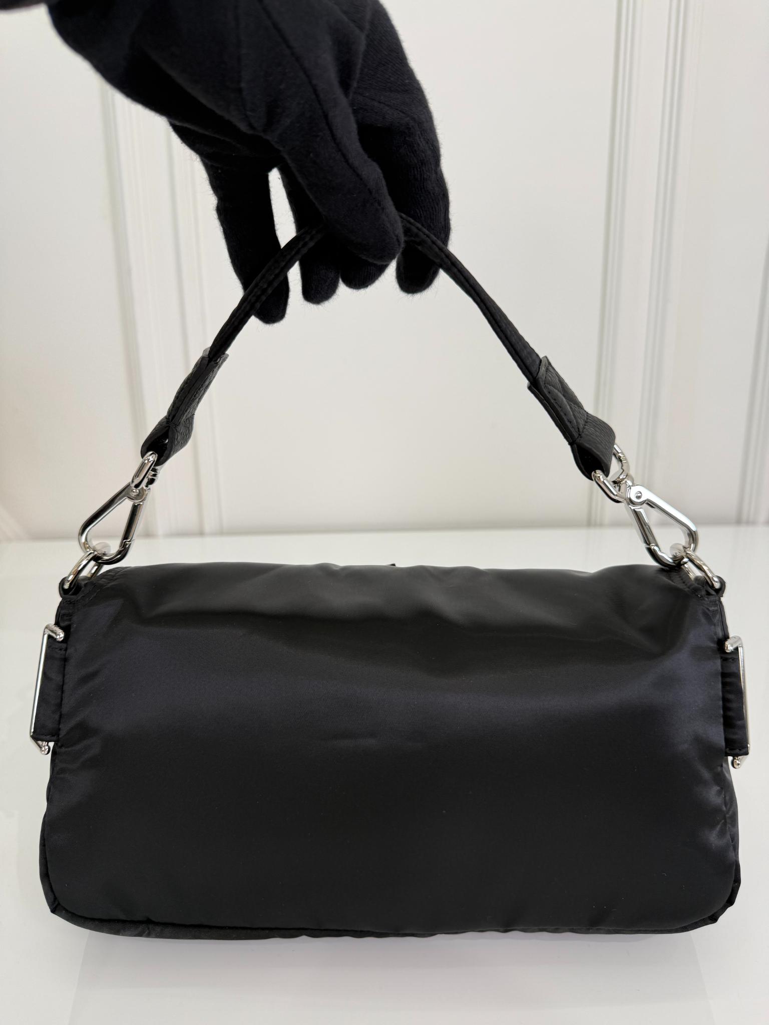 Fendi Black Nylon Multipocket Cargo Baguette