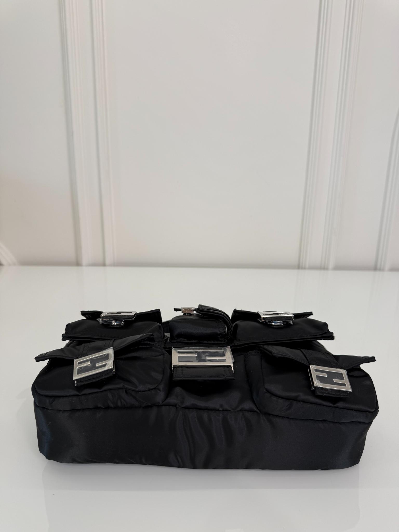 Fendi Black Nylon Multipocket Cargo Baguette