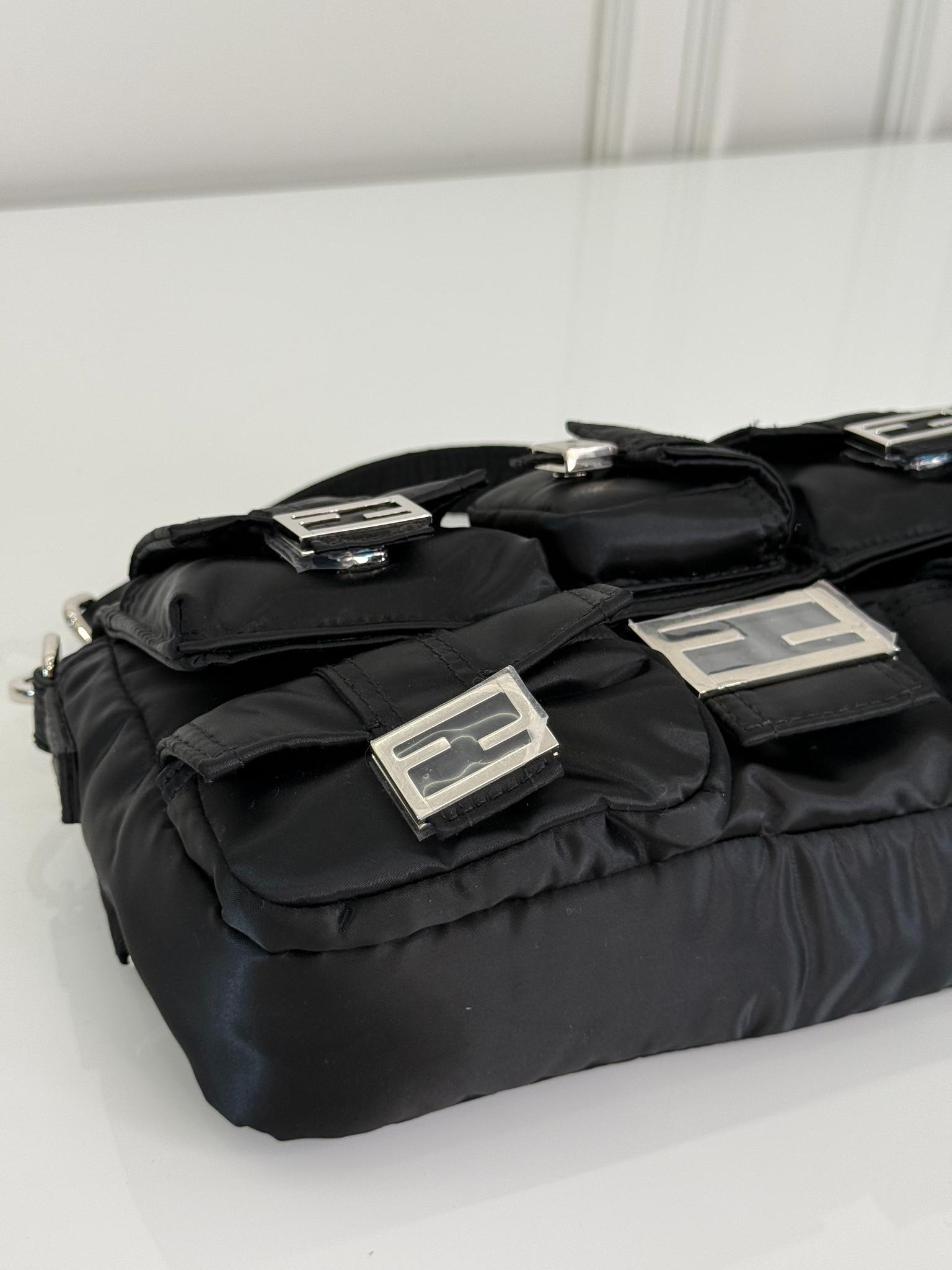 Fendi Black Nylon Multipocket Cargo Baguette