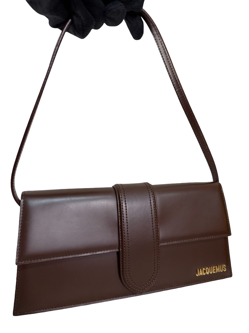 Jacquemus Bambino Long Dark Brown Smooth Leather Shoulder Bag