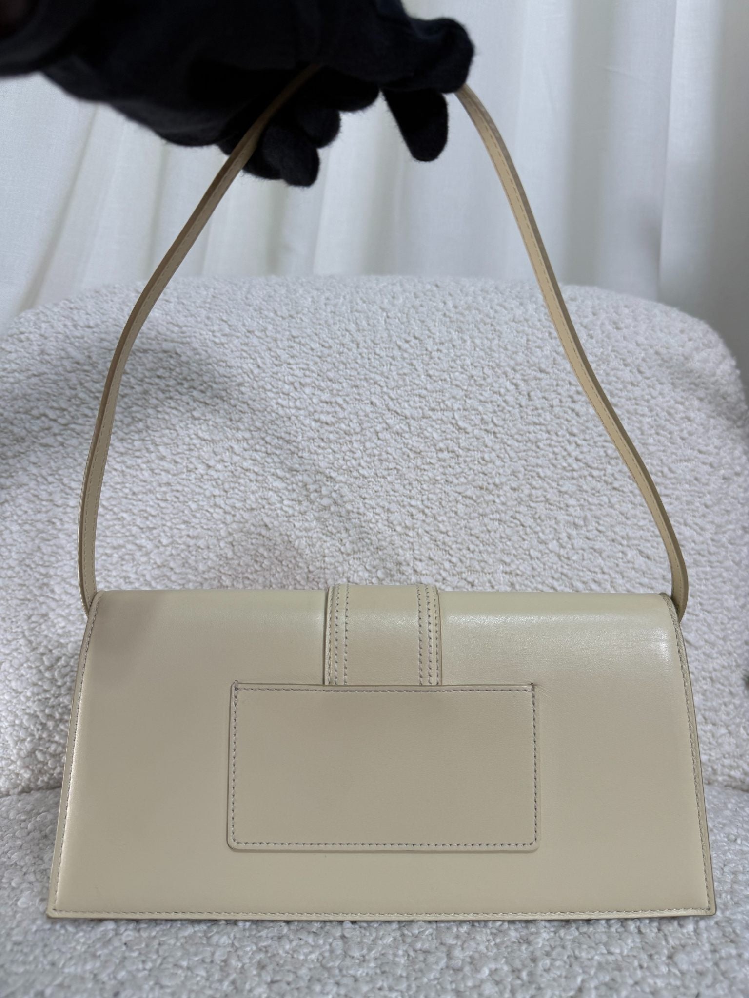 Jacquemus Bambino Long Ivory Smooth Leather Shoulder Bag
