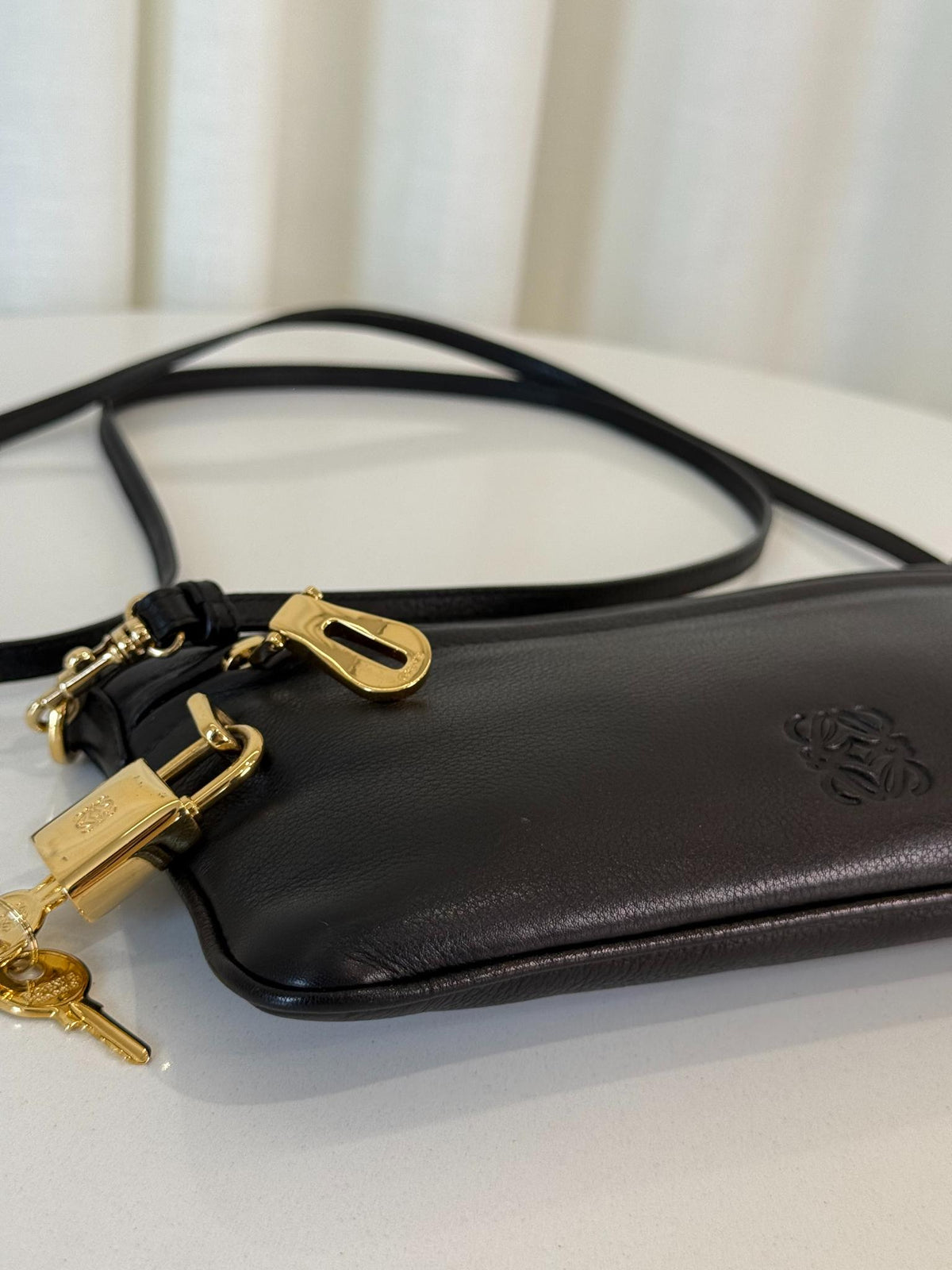 Loewe Anagram Leather Black Mini Pouch