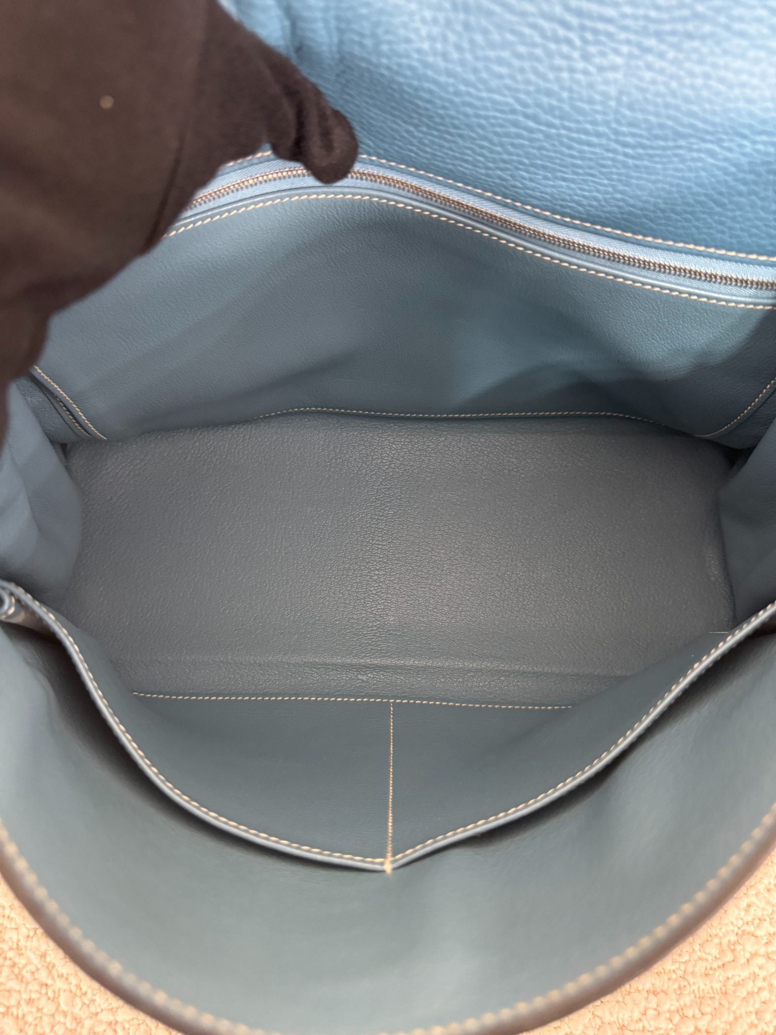 Hermès Kelly 35 Clemence Blue Jean Palladium Hardware