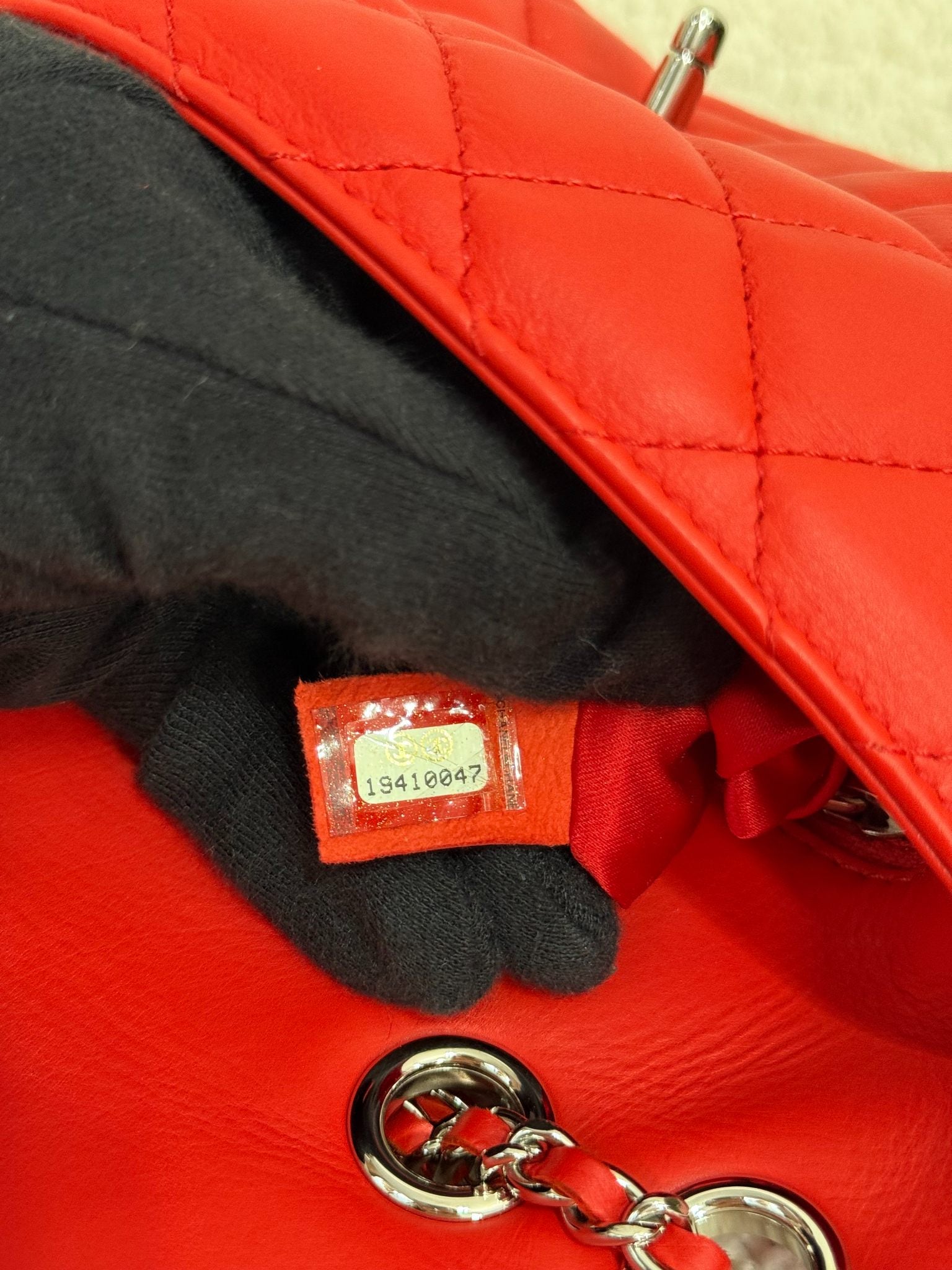 Chanel Red Lambskin 3 Accordion Small Flap Bag