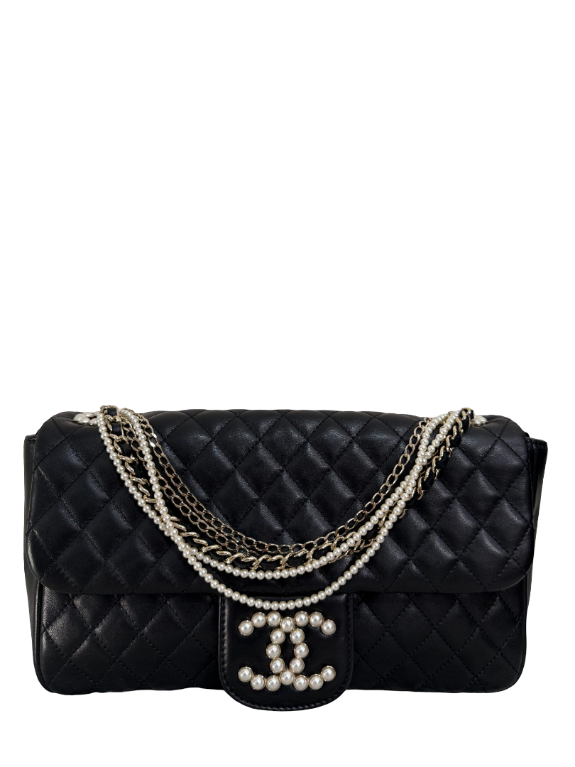 Chanel Black Lambskin Westminster Pearl Medium Flap Bag