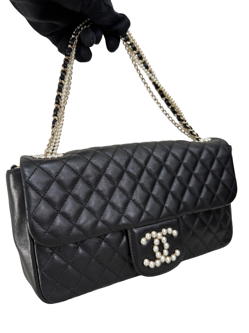 Chanel Black Lambskin Westminster Pearl Medium Flap Bag
