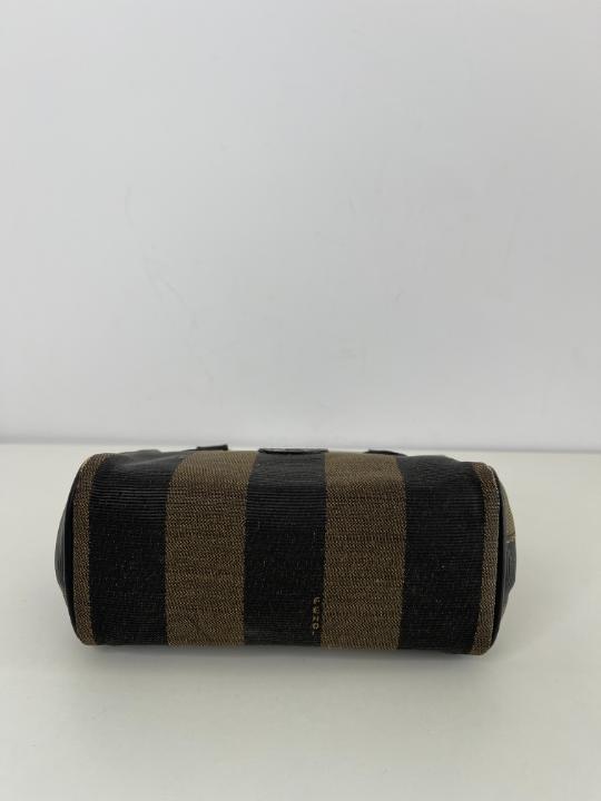 Fendi Mini Boston Pequin PVC Leather Brown Black