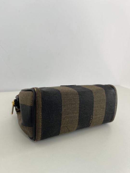 Fendi Mini Boston Pequin PVC Leather Brown Black