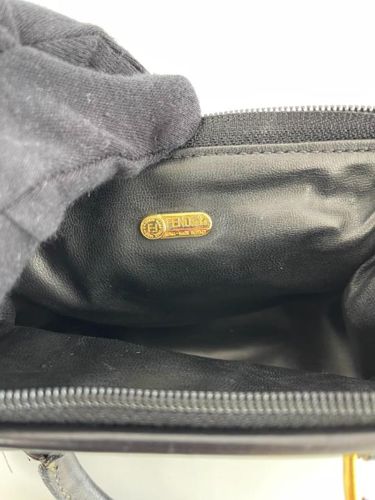 Fendi Mini Boston Pequin PVC Leather Brown Black