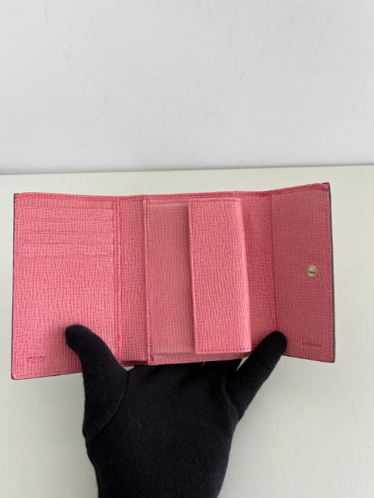 Fendi Vitello Elite Zucca Compact Wallet Tobacco Pink