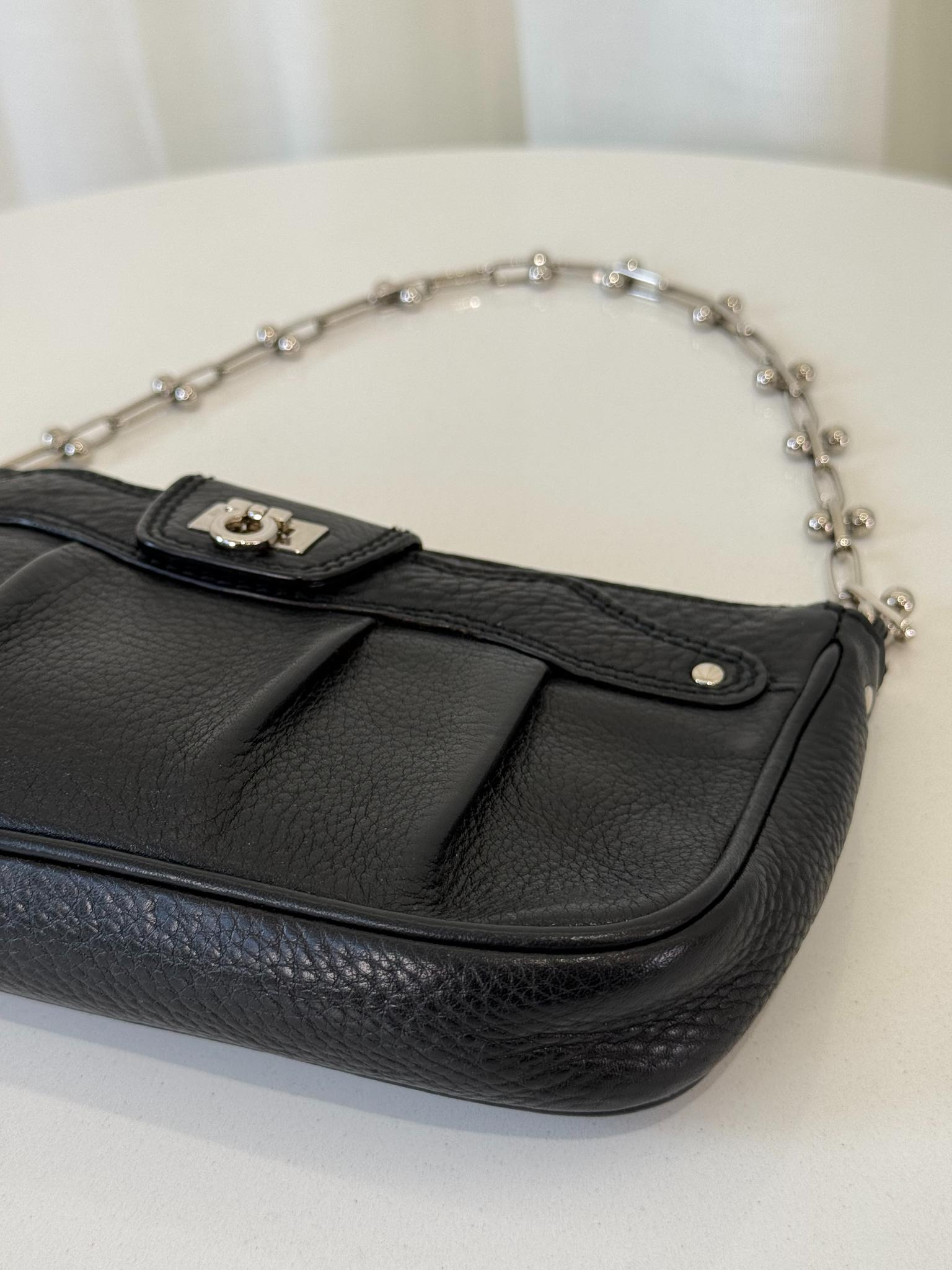 Salvatore Ferragamo Adelia Black Leather Pochette