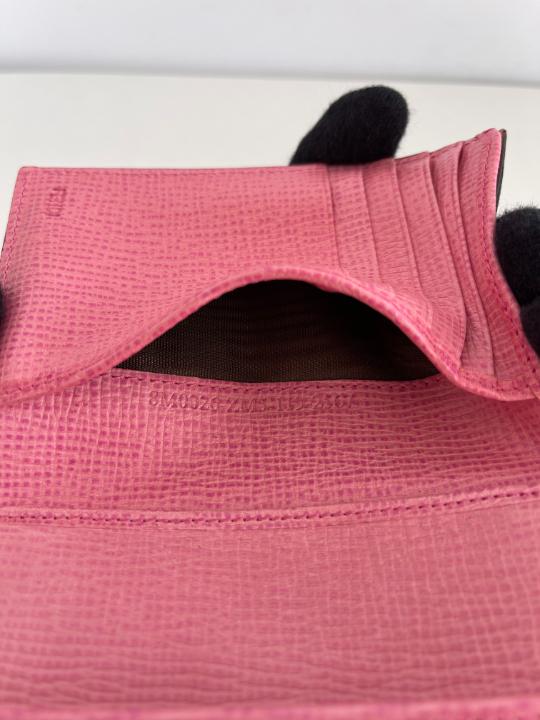 Fendi Vitello Elite Zucca Compact Wallet Tobacco Pink