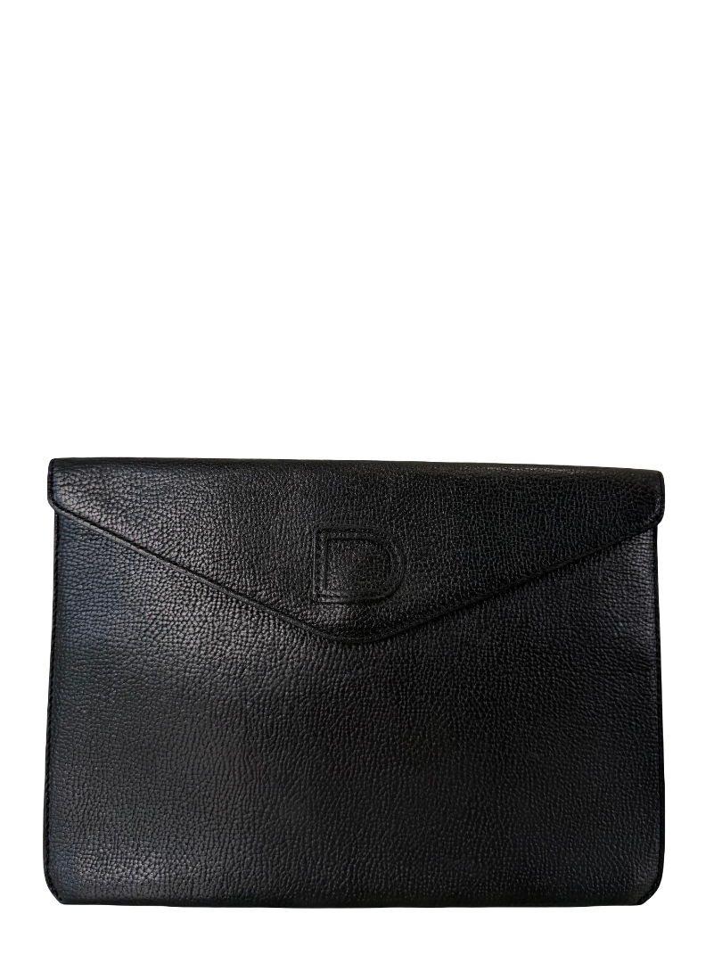 Delvaux Fuji Black Leather Envelope Clutch