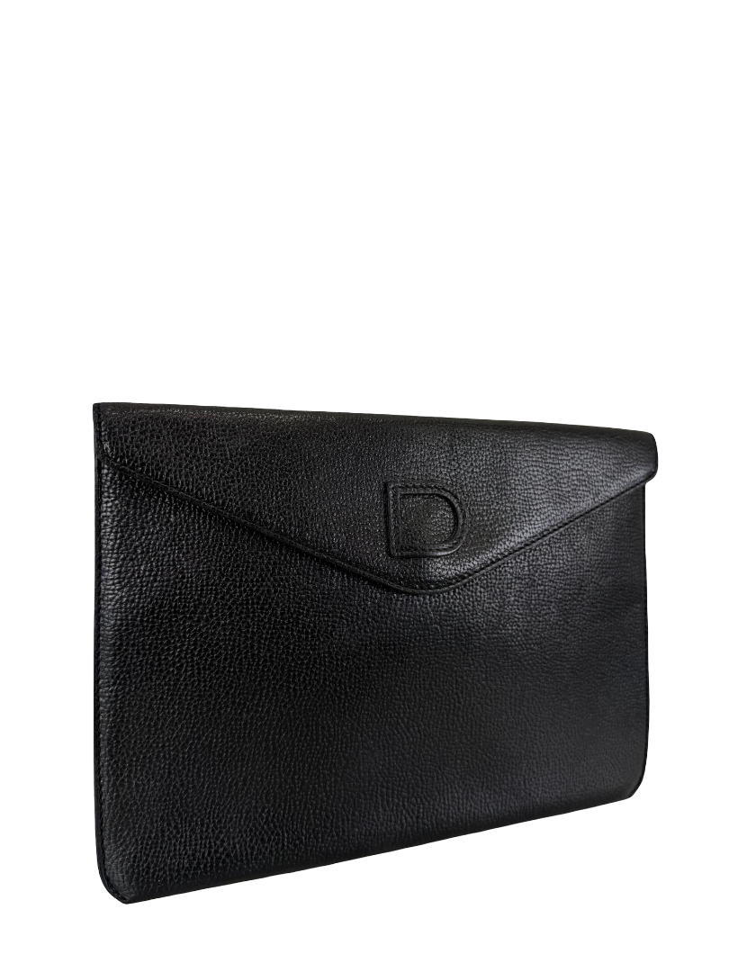 Delvaux Fuji Black Leather Envelope Clutch