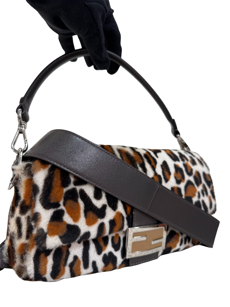 Fendi Re-Edition Leopard Print Calf Hair Baguette