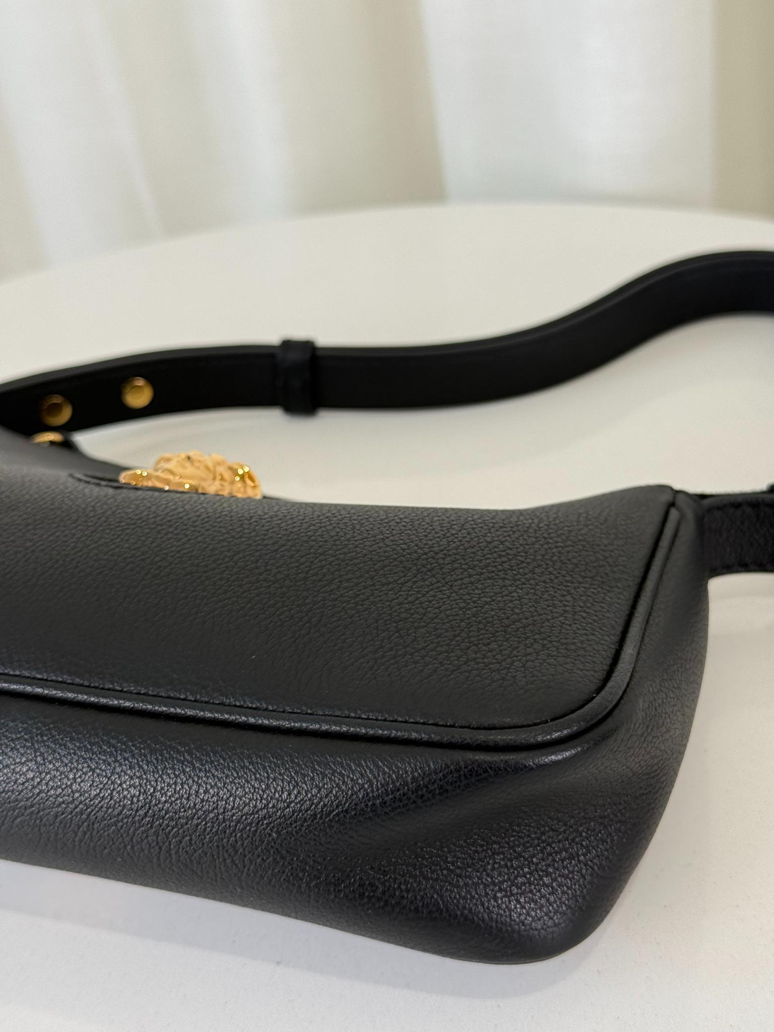 Versace La Medusa Black Leather Small Pochette