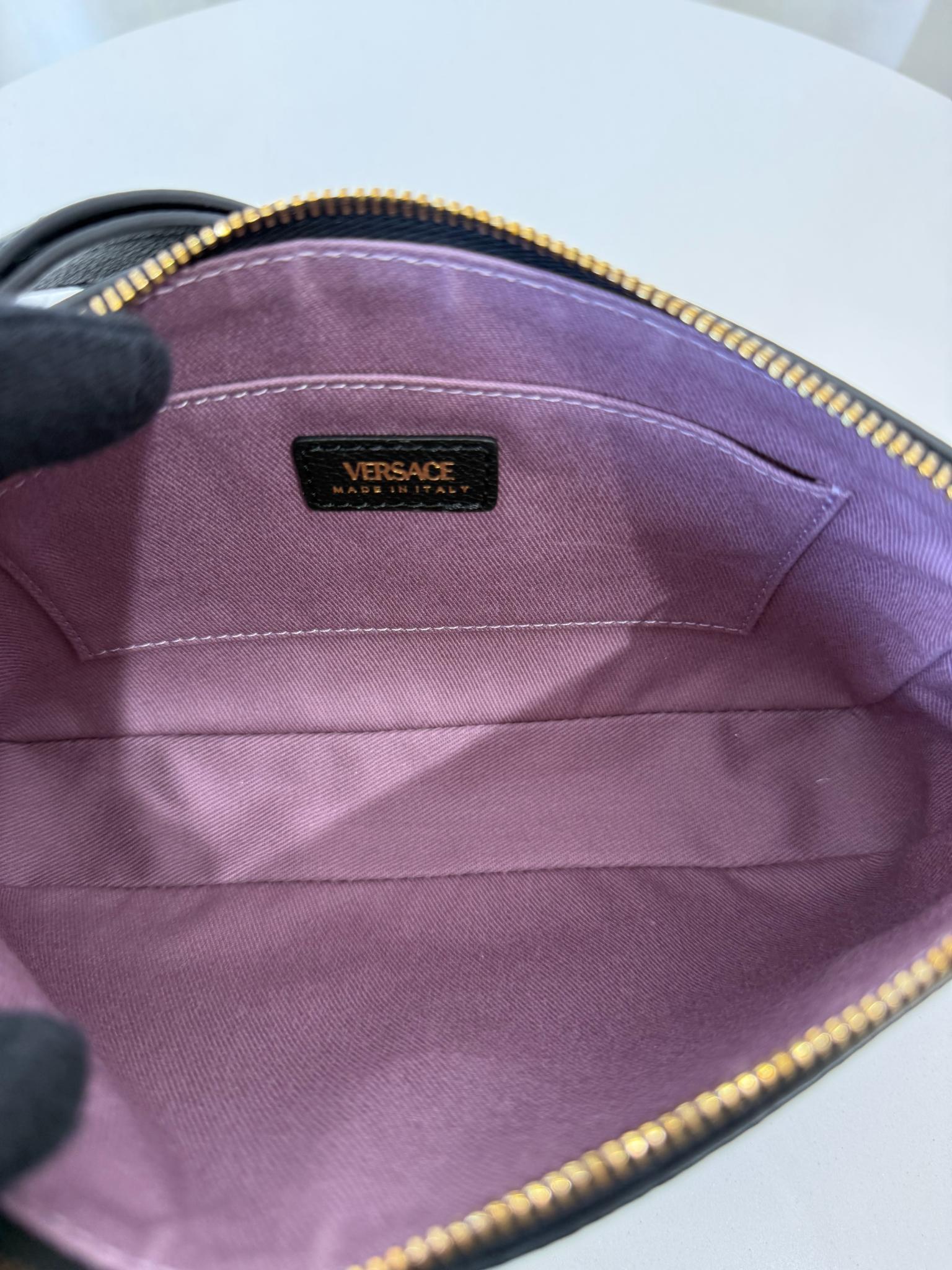 Versace La Medusa Black Leather Small Pochette
