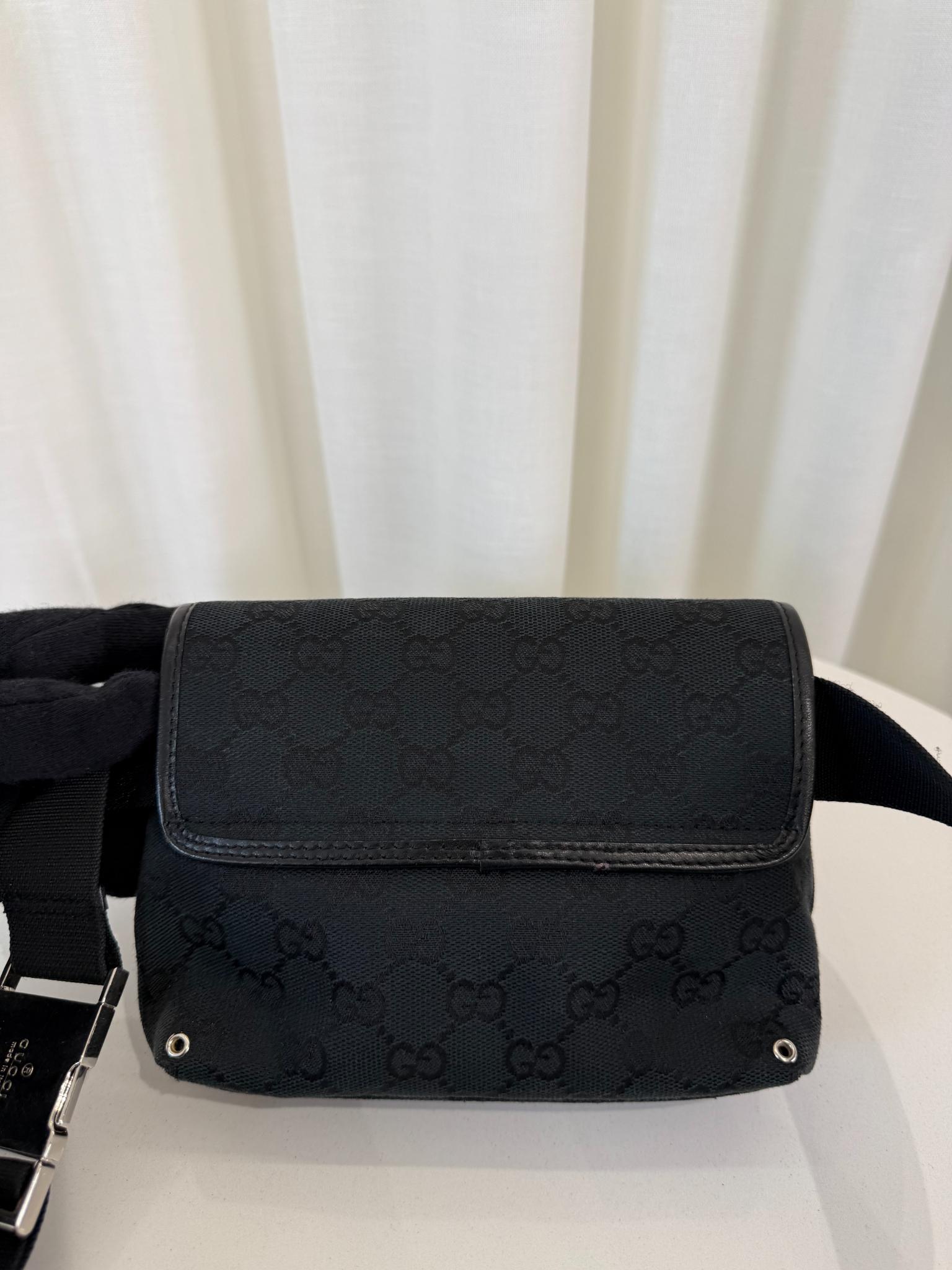 Gucci GG Monogram Web Flight Belt Bag Black