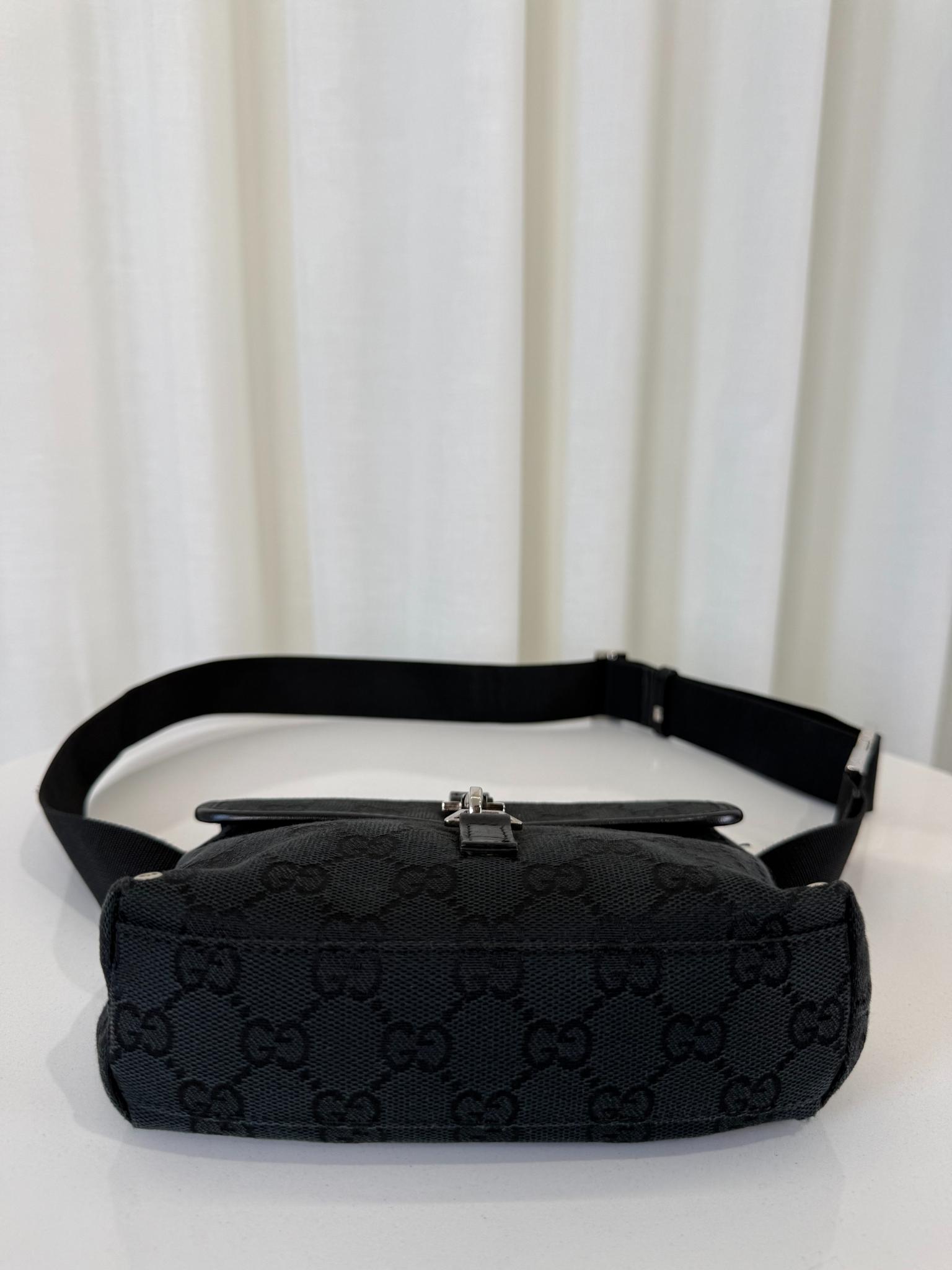 Gucci GG Monogram Web Flight Belt Bag Black