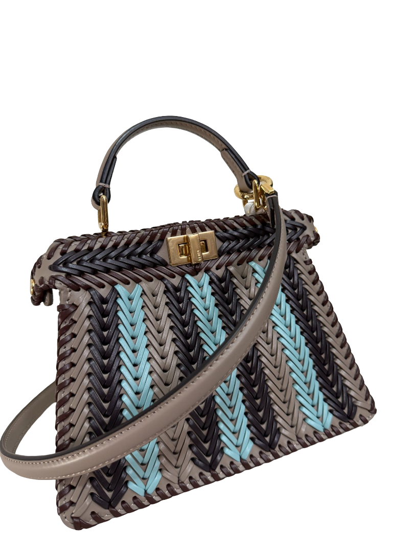 Fendi Peekaboo ISeeU Petite Blueberry-colored Interlaced Leather
