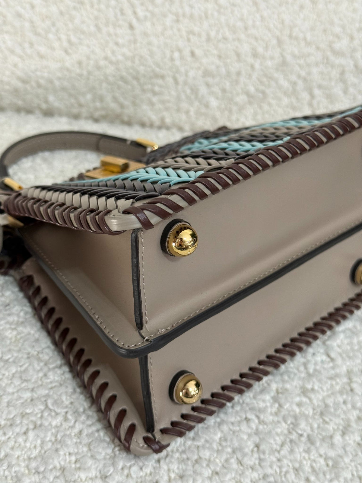 Fendi Peekaboo ISeeU Petite Blueberry-colored Interlaced Leather