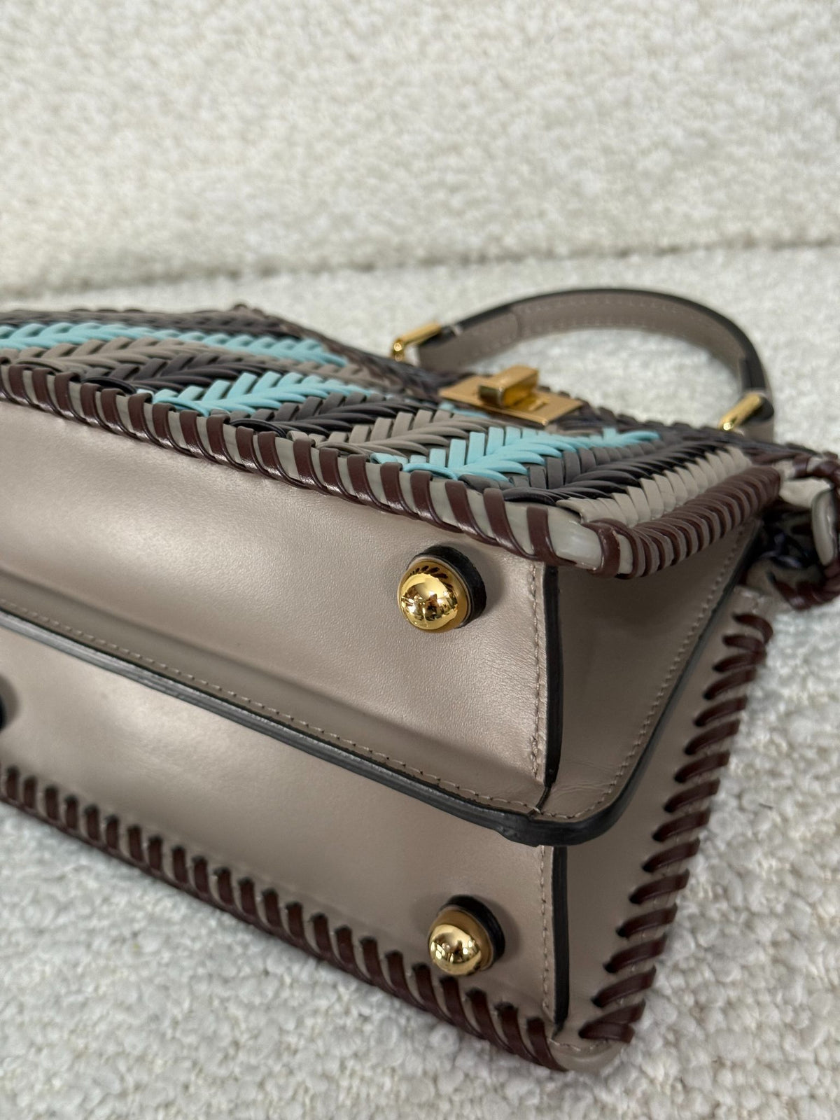 Fendi Peekaboo ISeeU Petite Blueberry-colored Interlaced Leather