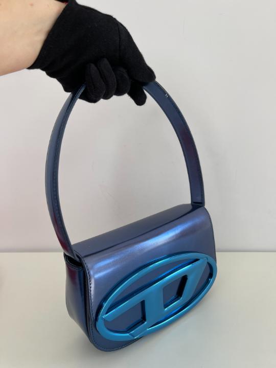 Diesel Shoulder Bag Blue Mirrored Leather Blue