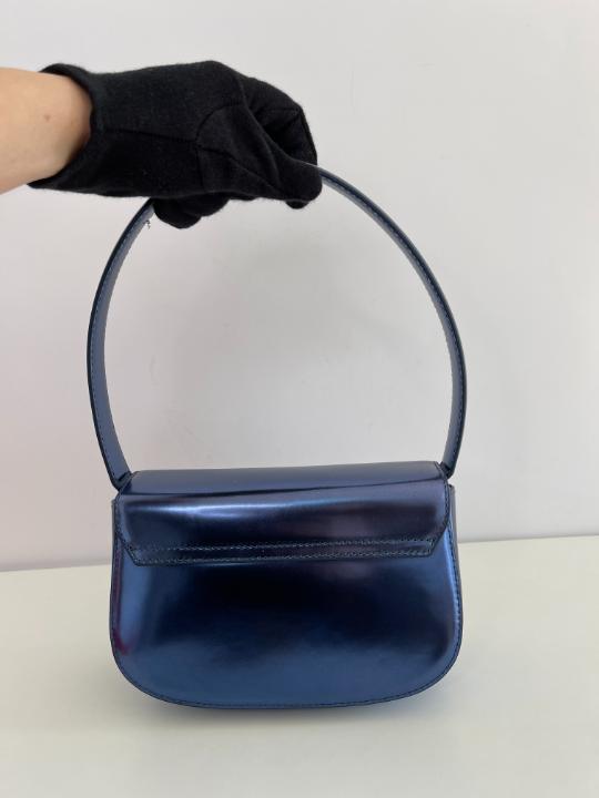 Diesel Shoulder Bag Blue Mirrored Leather Blue