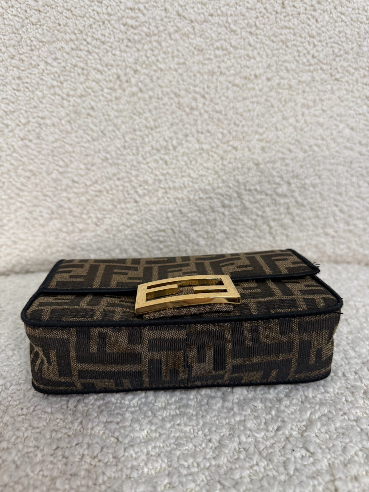 Fendi Mini Baguette Brown FF Jacquard Fabric Bag