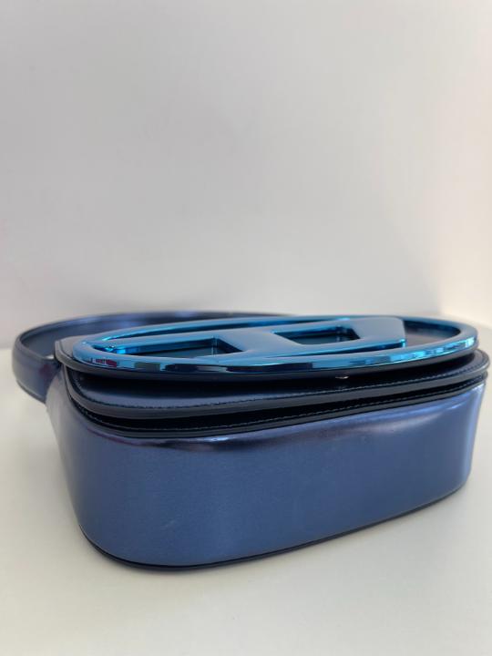 Diesel Shoulder Bag Blue Mirrored Leather Blue