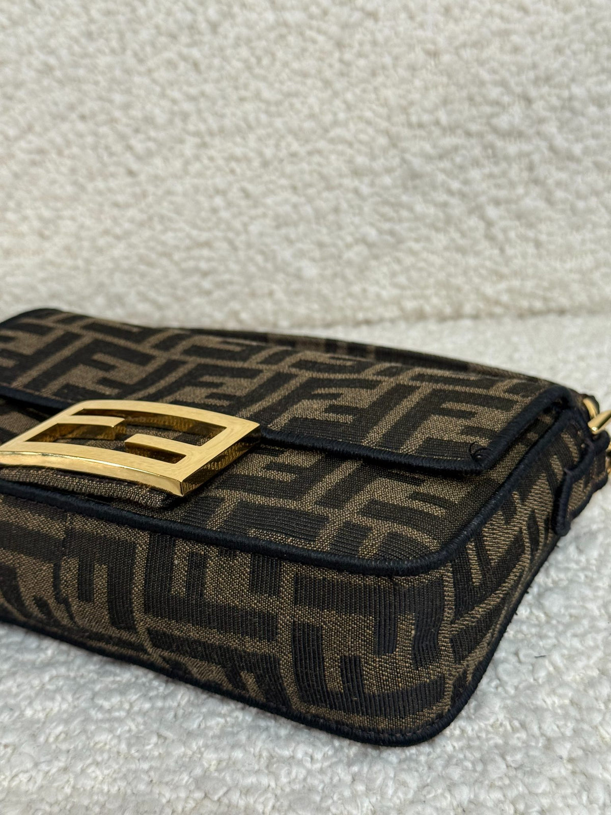 Fendi Mini Baguette Brown FF Jacquard Fabric Bag