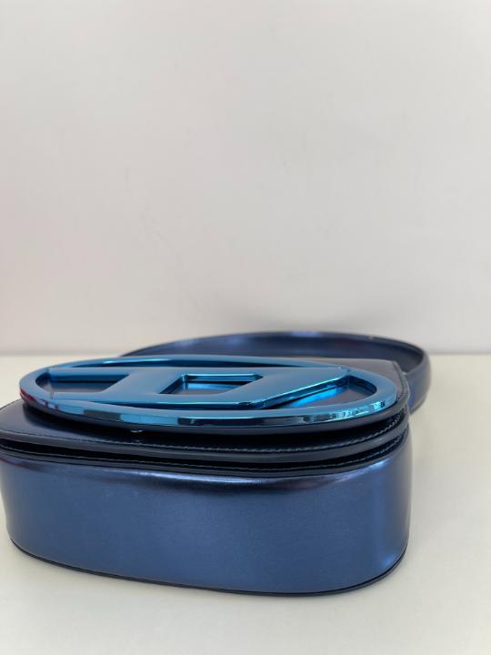 Diesel Shoulder Bag Blue Mirrored Leather Blue