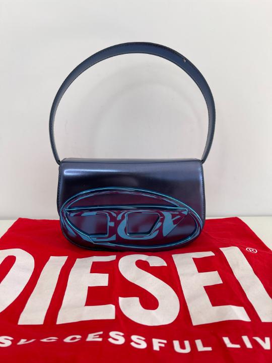 Diesel Shoulder Bag Blue Mirrored Leather Blue