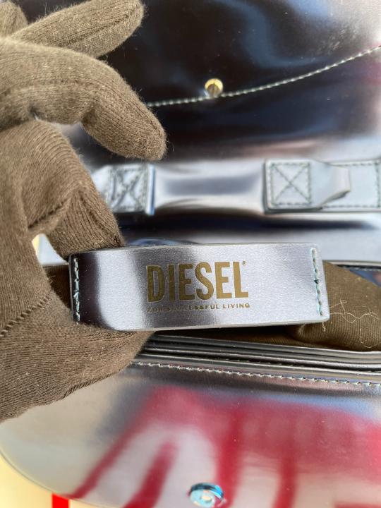 Diesel Shoulder Bag Blue Mirrored Leather Blue