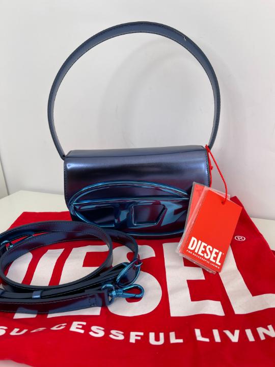 Diesel Shoulder Bag Blue Mirrored Leather Blue