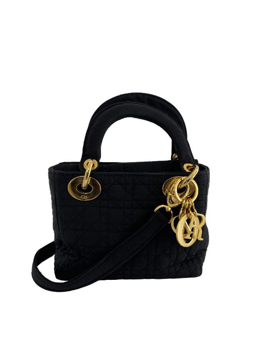 Christian Dior Mini Lady Dior Black Nylon Vintage Handbag