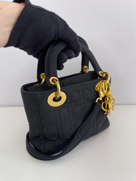 Christian Dior Mini Lady Dior Black Nylon Vintage Handbag