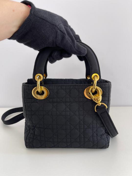 Christian Dior Mini Lady Dior Black Nylon Vintage Handbag
