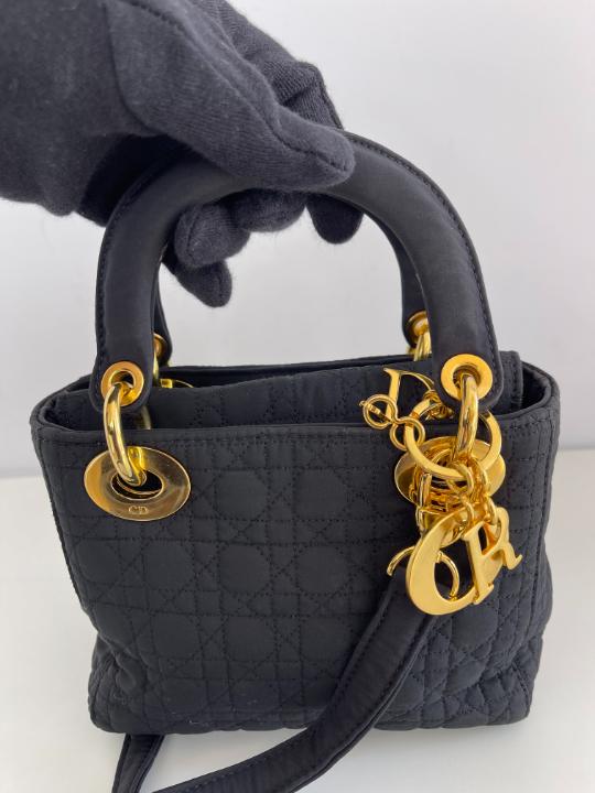 Christian Dior Mini Lady Dior Black Nylon Vintage Handbag