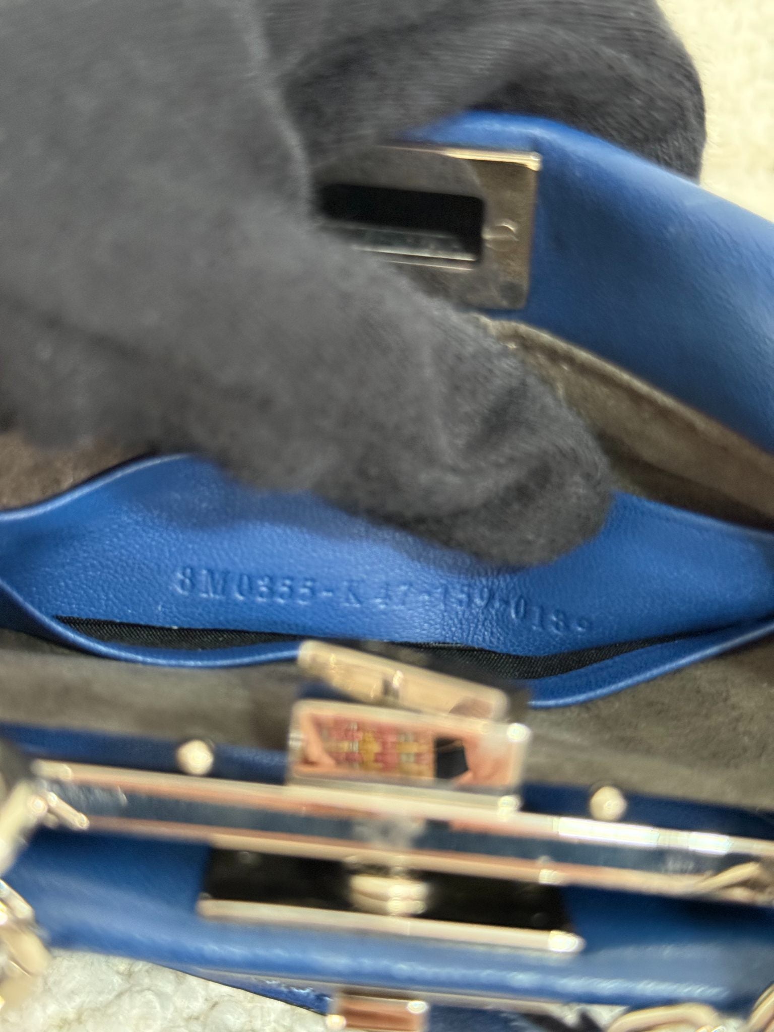 Fendi Blue Leather Micro Peekaboo Top Handle Bag