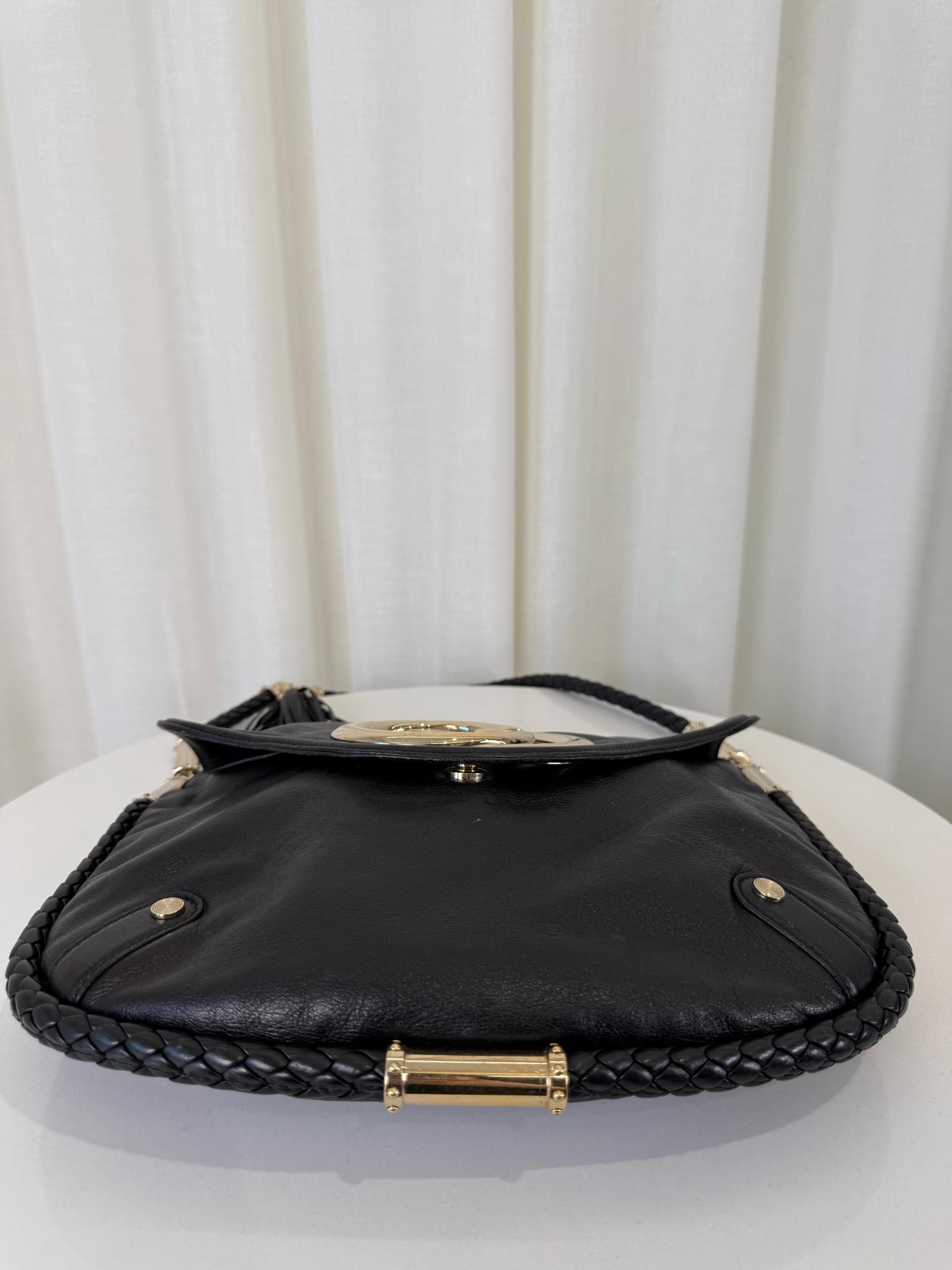 Gucci Black Leather Medium Britt Shoulder Bag