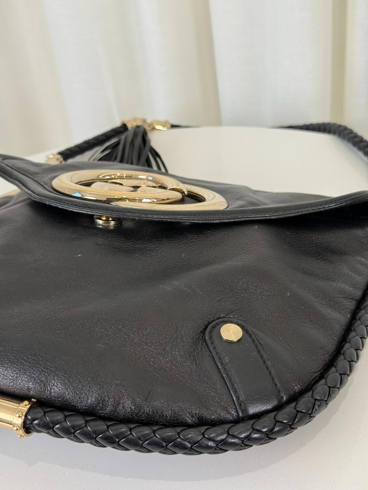 Gucci Black Leather Medium Britt Shoulder Bag