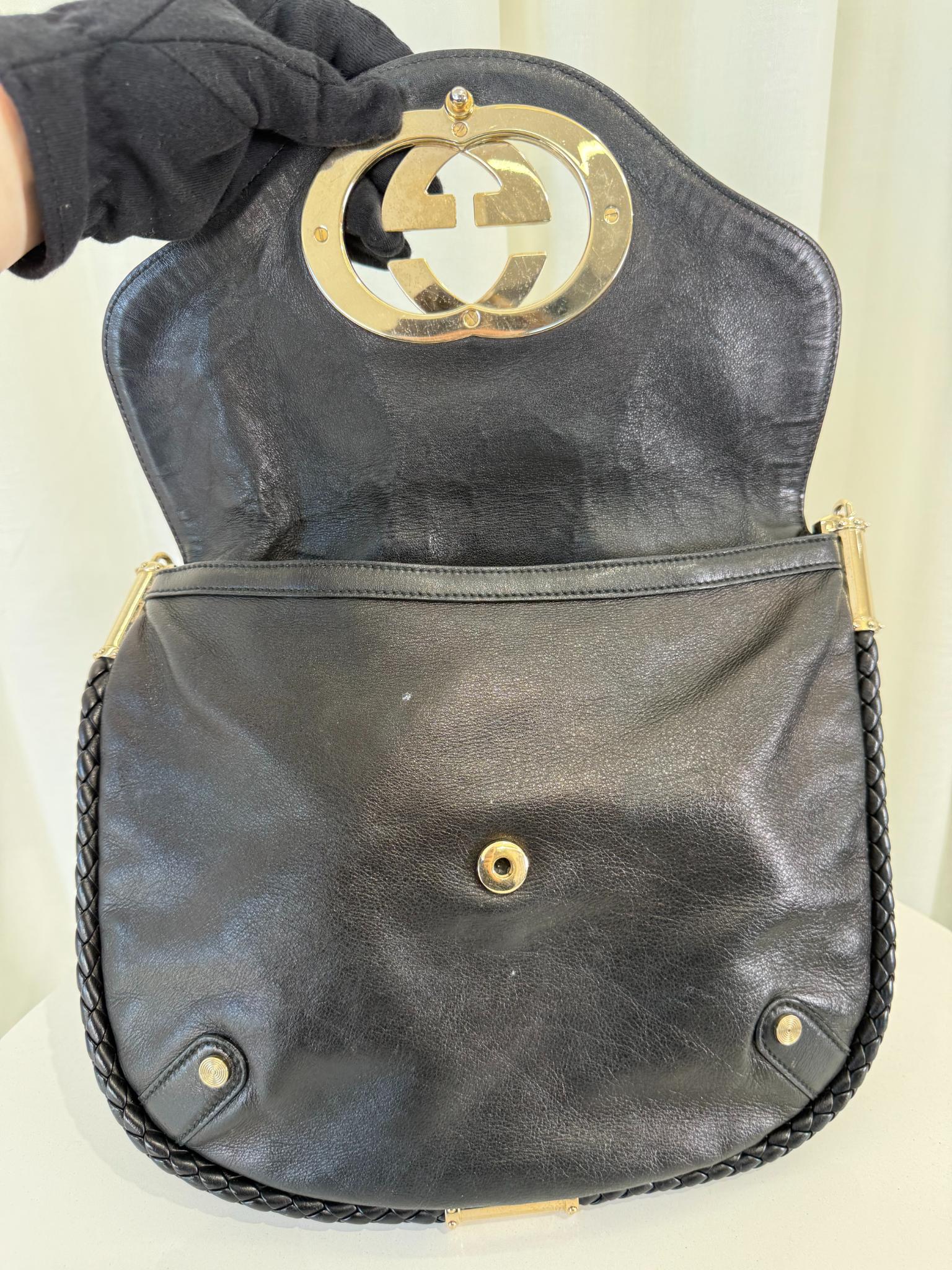 Gucci Black Leather Medium Britt Shoulder Bag