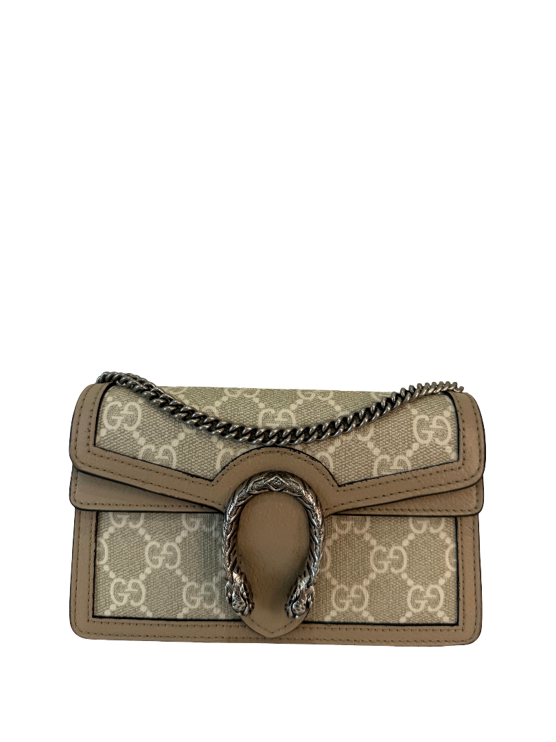 Gucci Beige/White Dionysus Super Mini Coated Canvas/ Leather