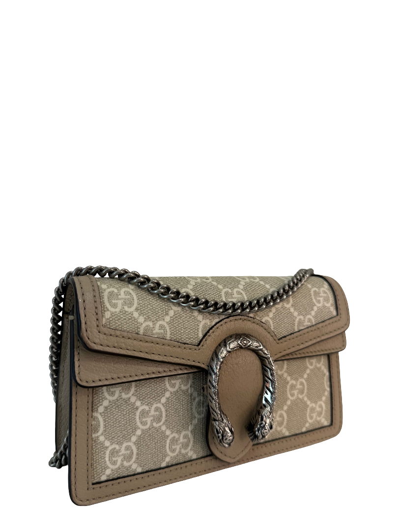 Gucci Beige/White Dionysus Super Mini Coated Canvas/ Leather