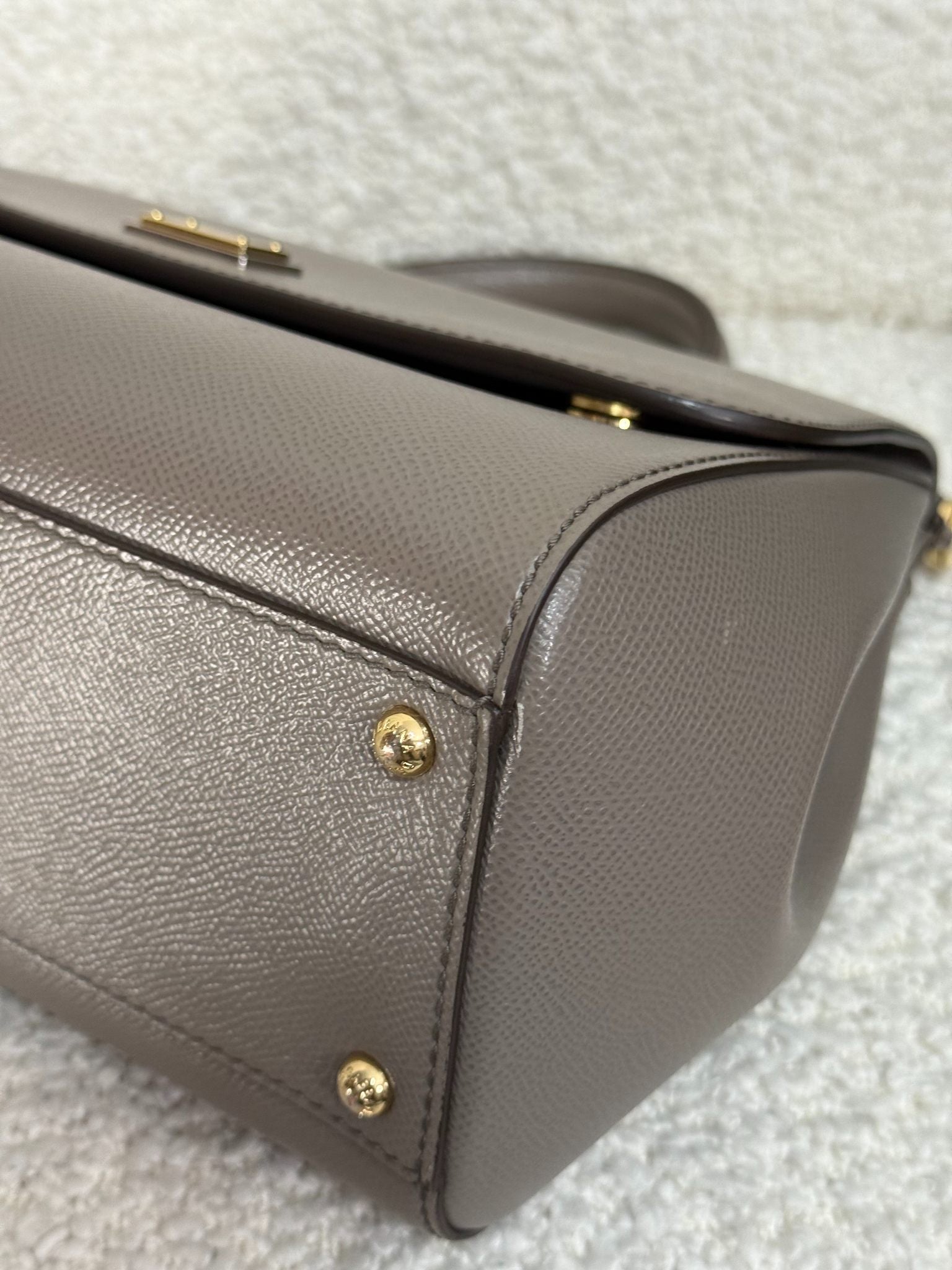 Dolce Gabbana Large Miss Sicily Grey Dauphine Calfskin Top Handle Bag