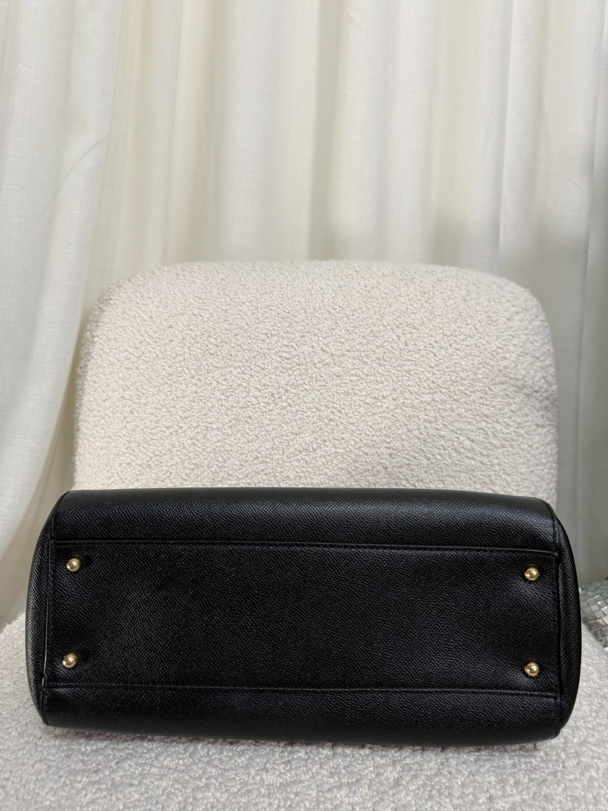 Dolce Gabbana Miss Sicily Old Large Black Dauphine Calfskin Bag
