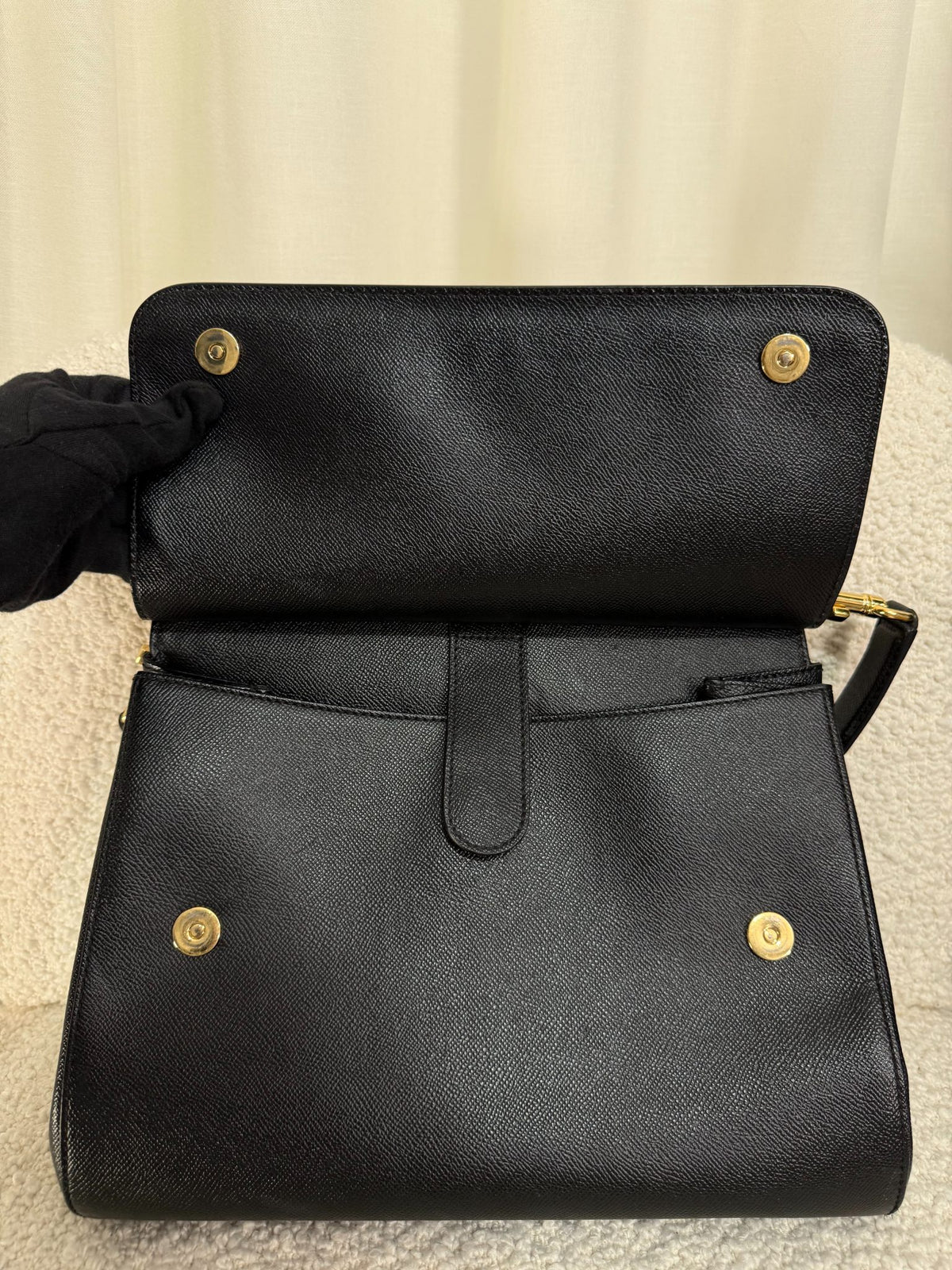 Dolce Gabbana Miss Sicily Old Large Black Dauphine Calfskin Bag